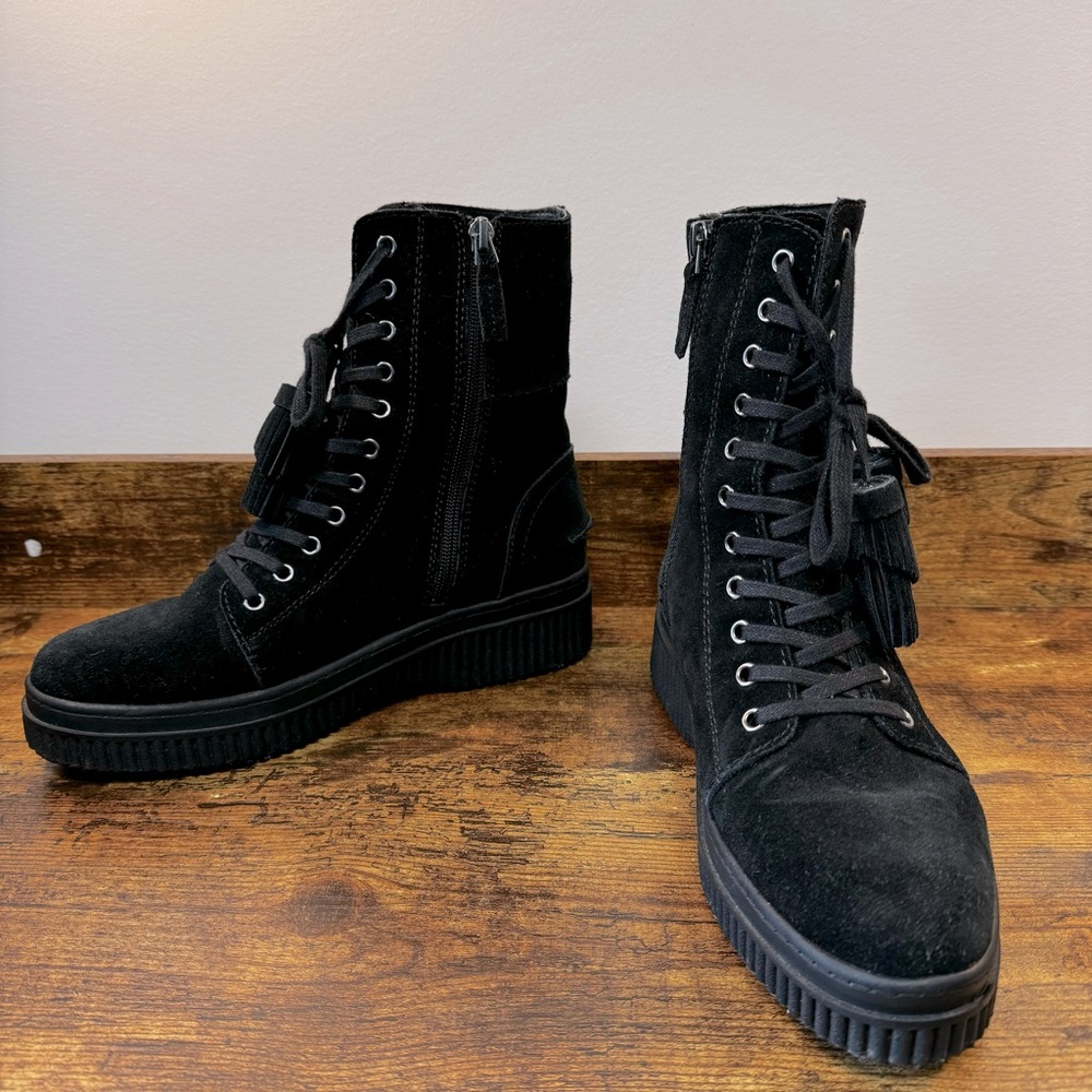Franco Sarto‎ Women’s Becks Combat Suede-Leather Water Resistant Boots Size 6.5